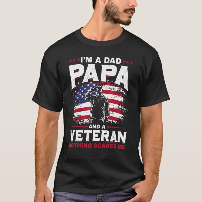 Manar Pappa Pappa Us Veteran Patriotic Far Soldat T Shirt (Framsida)