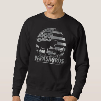 Manar Pappa Saurus Amerikanska Flagga Dinosaur Pap Lång Ärmad Tröja