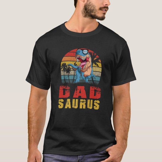 Manar Pappa Saurus Dinosaur Funny Dadsaurus t Rex  Shirt (Framsida)