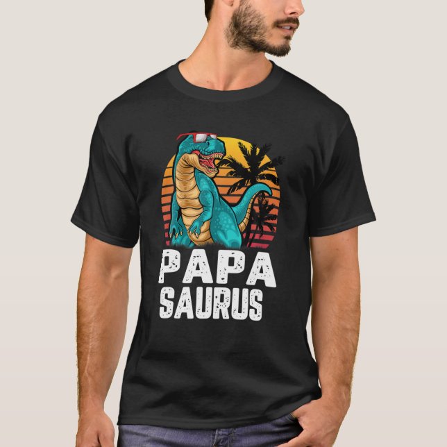 Manar Pappa Saurus Dinosaur Funny Papasaurus t Rex Shirt (Framsida)