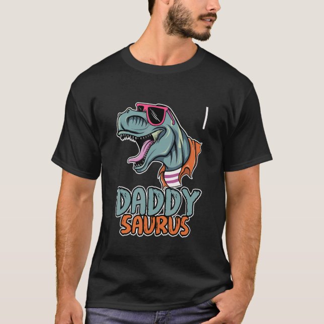 Manar pappa Saurus Rex Dinosaur Fars dag-familjen T Shirt (Framsida)
