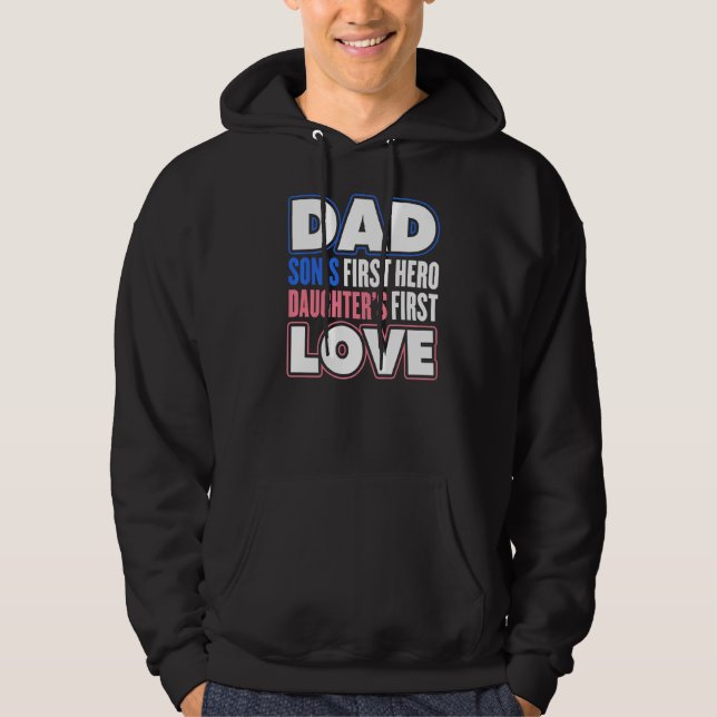 Manar Pappa Sons First Hero Dotter Kärlek Far DEG Hoodie (Framsida)