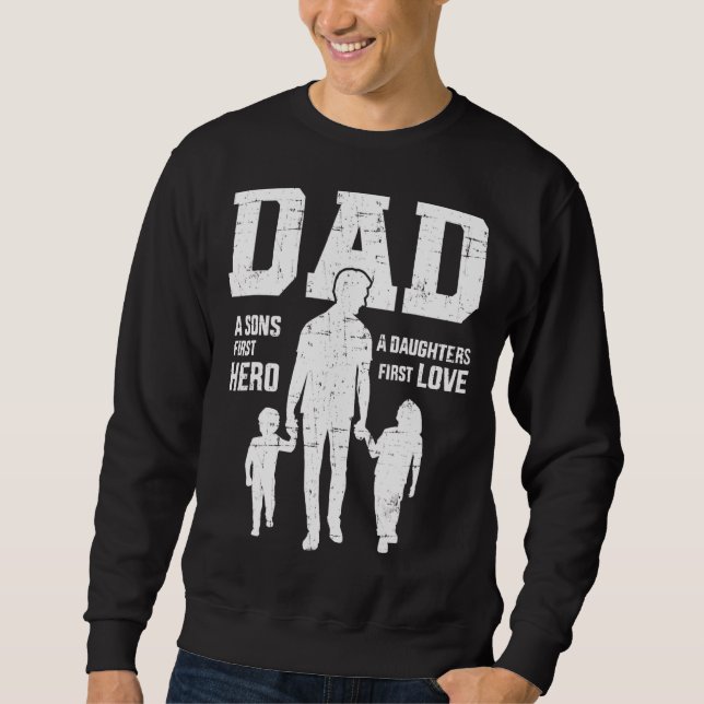 Manar Pappa Sons First Hero Dotter Kärlek för Far" Lång Ärmad Tröja (Framsida)