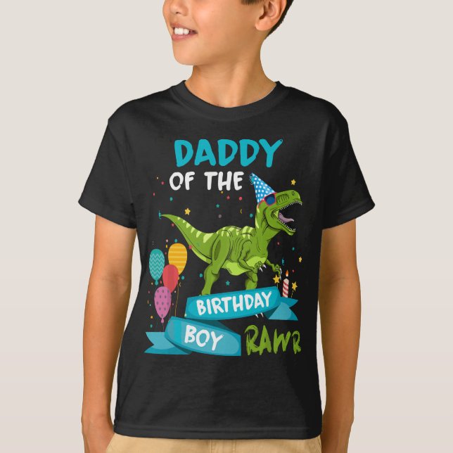 Manar pappa till Birthday Boy RAWR T-Rex Dinosaur T Shirt (Framsida)