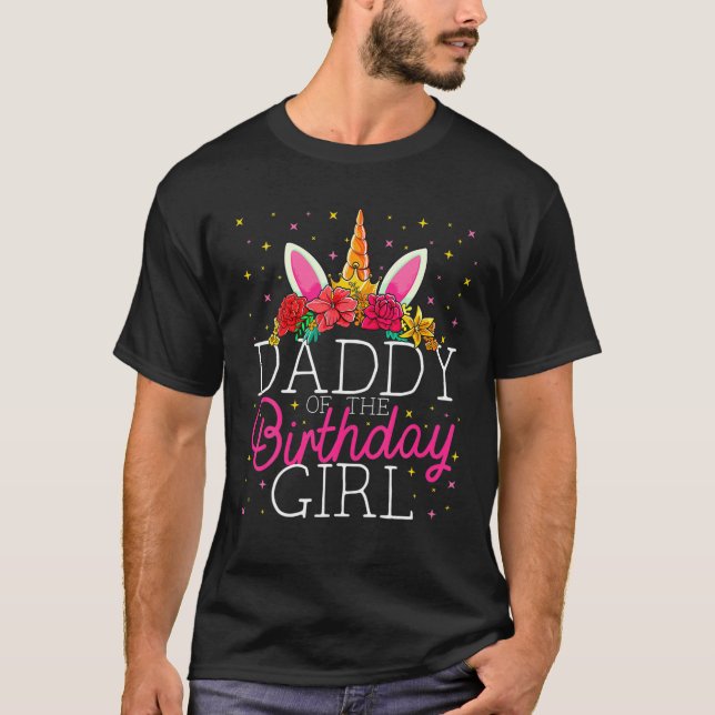 Manar pappa till Birthday Girl Unicorn Pappa T Shirt (Framsida)