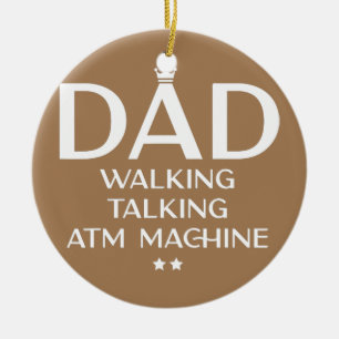 Manar Pappa Walking Talking ATM Maskin Funny Julgransprydnad Keramik