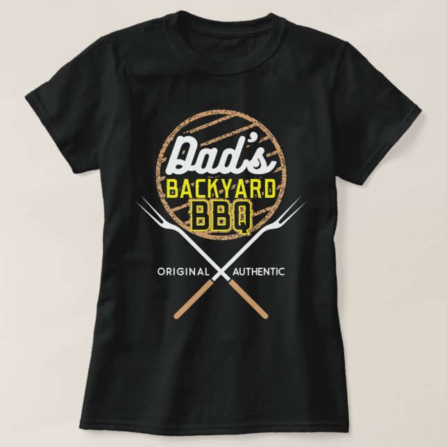 Manar Pappor Backyard BBQ Funny Fars dag Grilling T Shirt (Design framsida)