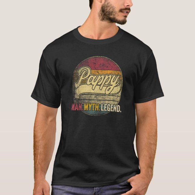 Manar Pappy The Man Myth Legend Fars dag Grandpa T Shirt (Framsida)
