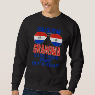 Manar Paraguayan Grandma Paraguay Flagga Sunglass Lång Ärmad Tröja