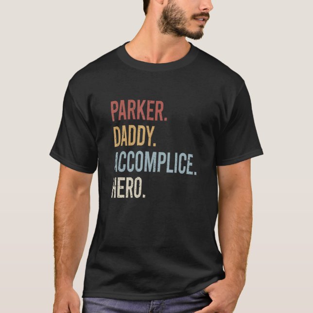 Manar Parker pappa Accomce Hero Retro Stil Vint T Shirt (Framsida)