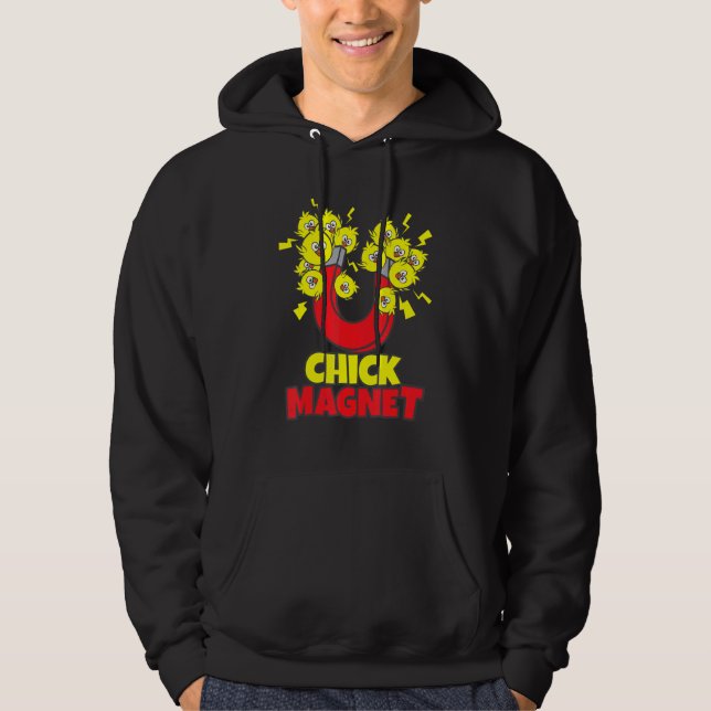 Manar Påsk Boys Chick Magnet Gult Chicks Gräver mi Hoodie (Framsida)