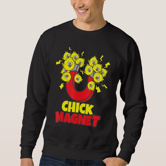 Manar Påsk Boys Chick Magnet Gult Chicks Gräver mi Lång Ärmad Tröja (Framsida)