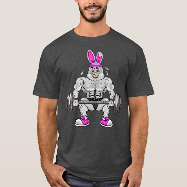Manar Påsk Deadlift Bunny Gym Workout T T Shirt (Framsida)