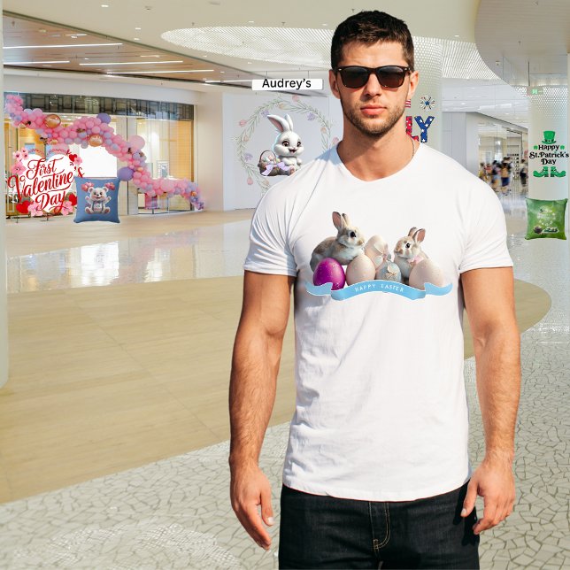 Manar Påsk T-Shirt Two Rabbits & Påskäggs (Skapare uppladdad)