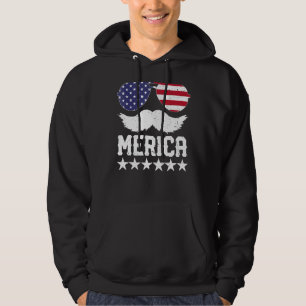 Manar Patriotic Beard Manar Merica 4:e juli Amerik Hoodie