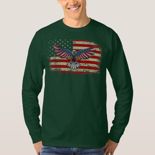 Manar Patriotic Eagle 4:e juli Förenta staterna T Shirt (Framsida)