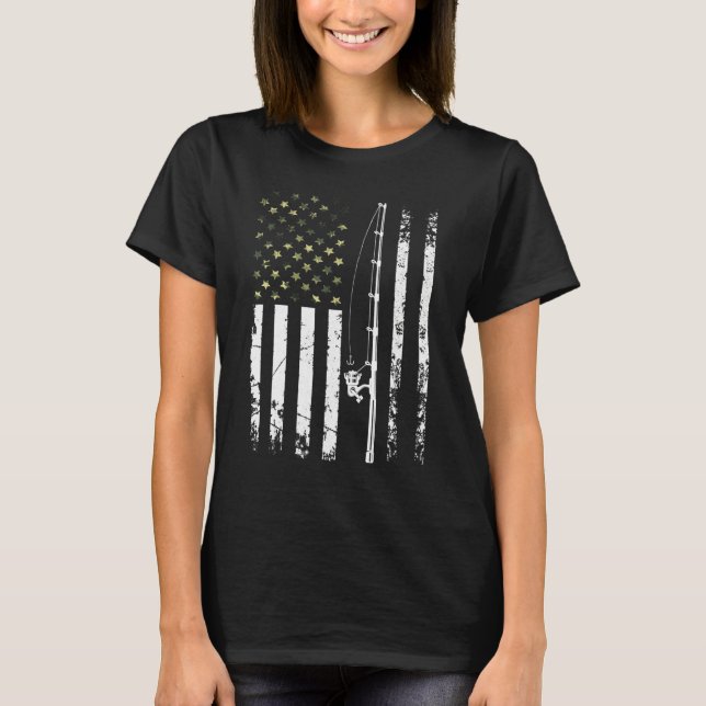 Manar Patriotic Fishing Camouflage USA flagga Bass T Shirt (Framsida)