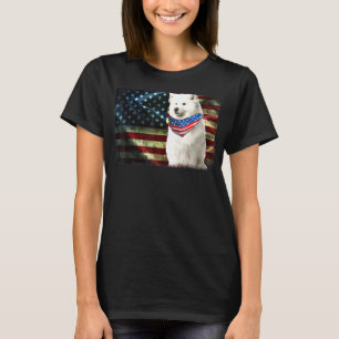 Manar Patriotic Samoyed American Flagga Hund Women T Shirt