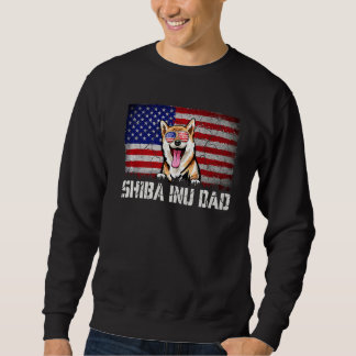 Manar Patriotic Shiba Inu Pappa American Flagga 4: Lång Ärmad Tröja