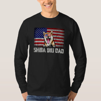 Manar Patriotic Shiba Inu Pappa American Flagga 4: T Shirt