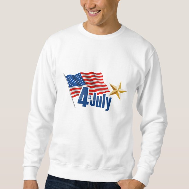 Manar Patriotic Sweatshirt-4 juli Lång Ärmad Tröja (Framsida)
