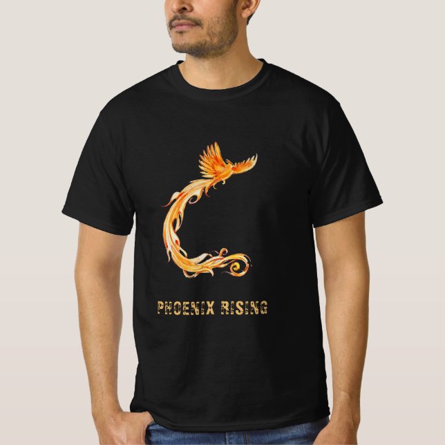 *~* Manar Peach Orange Burgundy Red Phoenix Flames T Shirt (Framsida)