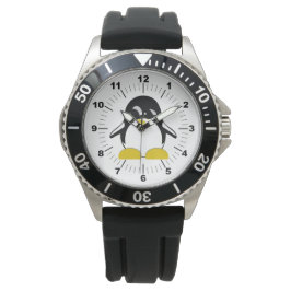 Manar Penguin Black Rubber Strap Watch Armbandsur