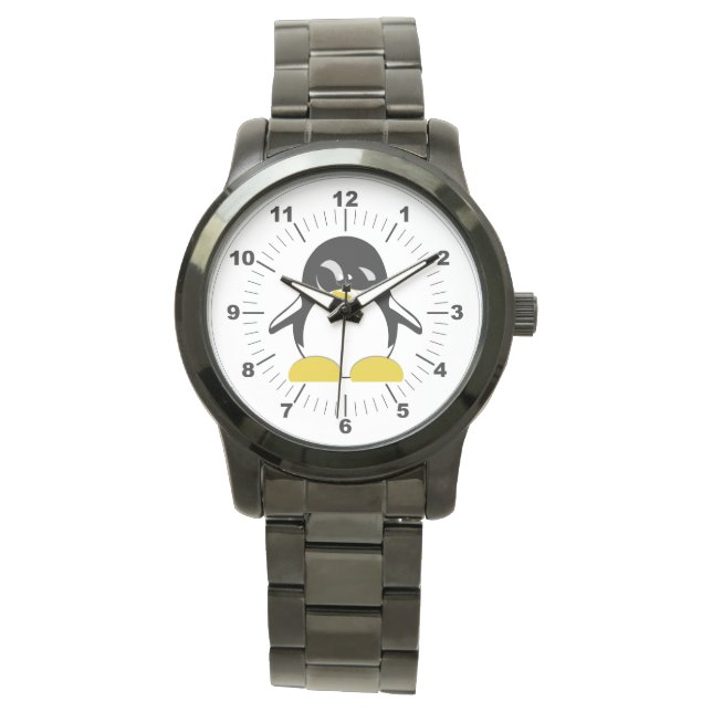 Manar Penguin Oversized Black Bracelet Watch Armbandsur (Framsida)