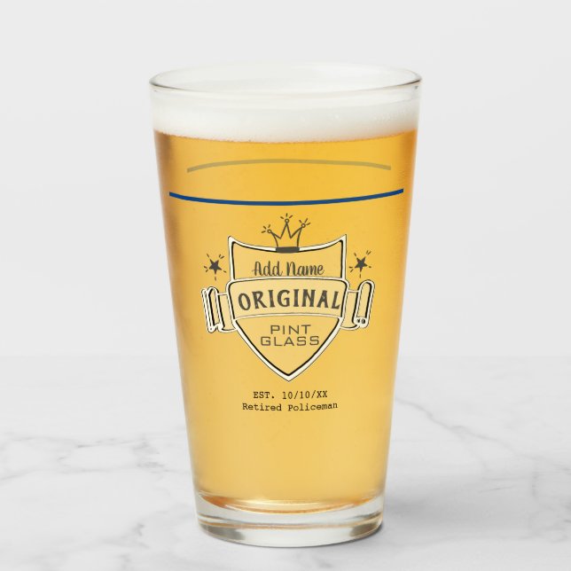 Manar PENSION (ADD NAMN) Thin Blue Line Law Glaskopp (Framsida fylld)