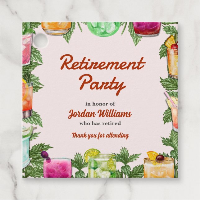 Manar Pension Summer Backyard Cocktail Party Gåvor Etiketter (Framsida)