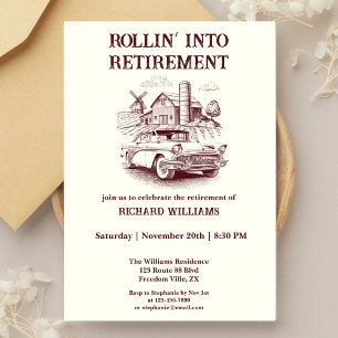Manar Pension Vintage Barn Car Rollin' Inbjudningar