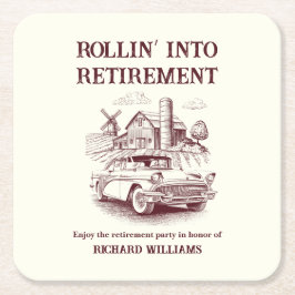 Manar Pension Vintage Barn Car Rollin' Underlägg Papper Kvadrat