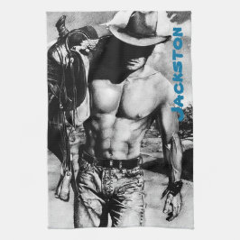 Manar Personlig Namn Hand-dragen Sexy Alpha Cowboy Kökshandduk