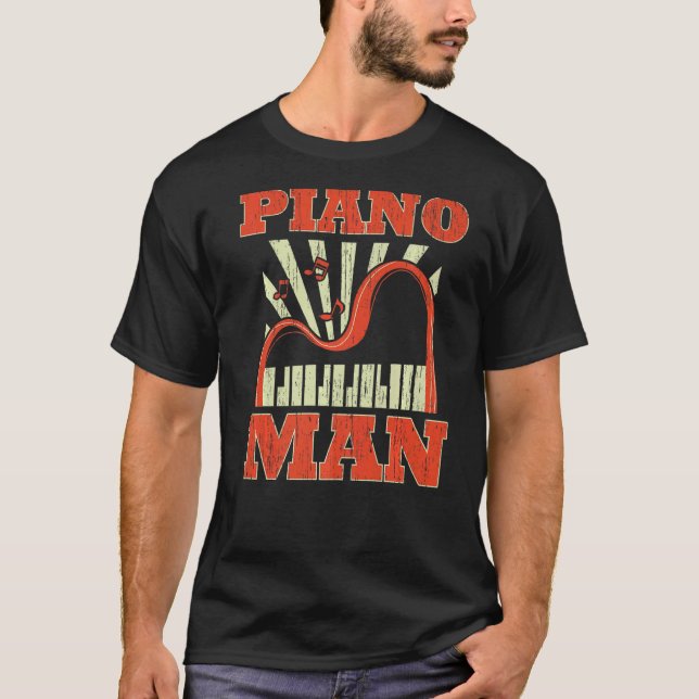 Manar Piano Man Musical Instrument Musician Istrum T Shirt (Framsida)