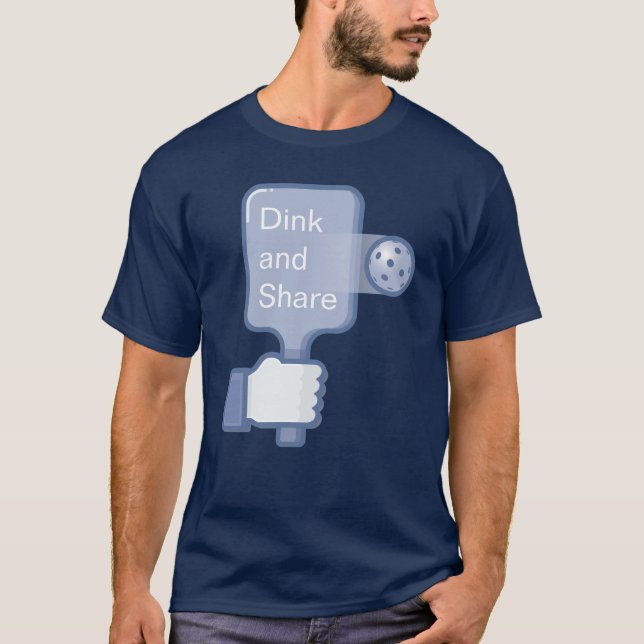 Manar Pickleball T-tröja: "Dink och aktie" (blått) T Shirt (Framsida)