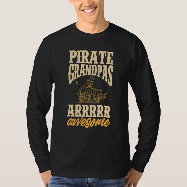 Manar Pirat Grandpa Jolly Roger Freebooter 3 T Shirt (Framsida)