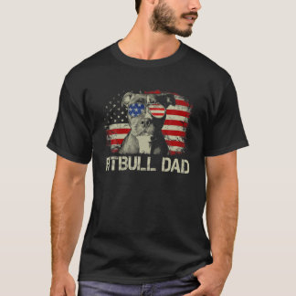 Manar Pitbull Pappa American Flagga 4:e juli Patri T Shirt