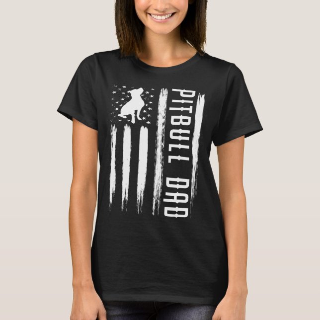 Manar Pitbull Pappa American Flagga Pit Bull Dog B T Shirt (Framsida)