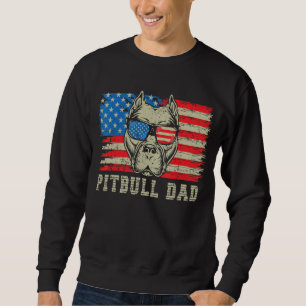 Manar Pitbull Pappa American Pit Bull Dog Us Flagg Lång Ärmad Tröja