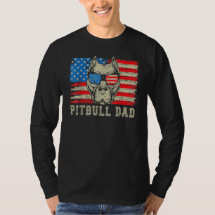 Manar Pitbull Pappa American Pit Bull Dog Us Flagg T Shirt