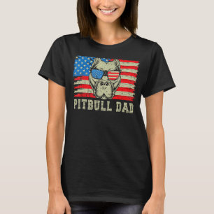 Manar Pitbull Pappa American Pit Bull Dog Us Flagg T Shirt