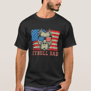 Manar Pitbull Pappa American Pit Bull Dog Us Flagg T Shirt