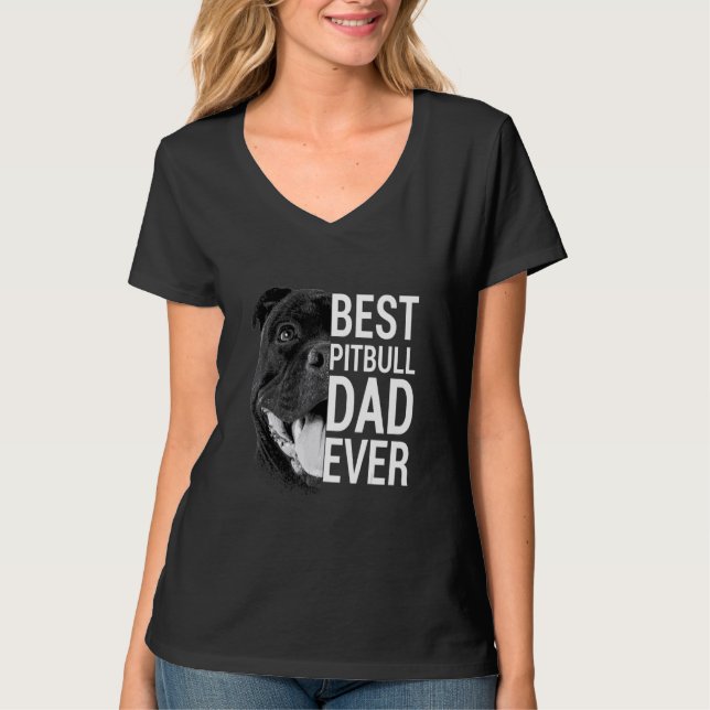 Manar Pitbull Pappa Hund 4 T Shirt (Framsida)