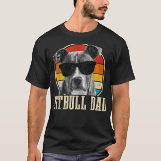 Manar Pitbull Pappa Vintage Sunglasses Rolig hund  T Shirt