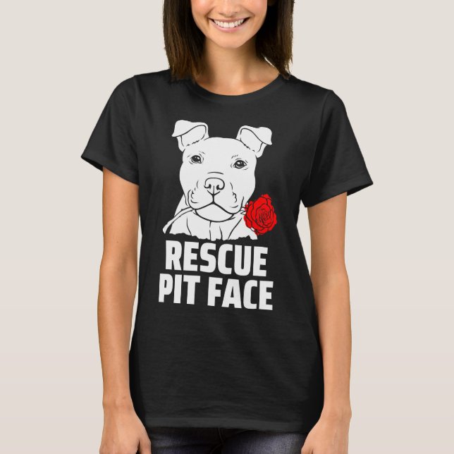 Manar Pitbull Rädding Pit Ansikte Funny Cute Pitbu T Shirt (Framsida)