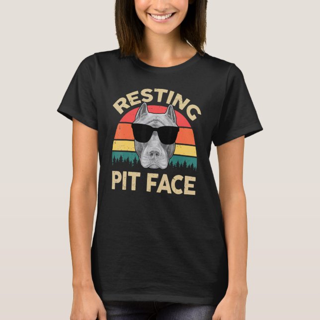 Manar Pitbull Restit Ansikte Pitbull pappa Pitt T Shirt (Framsida)