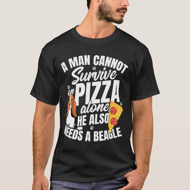 Manar Pizza och Beagle Hund och Kärlek Pun T Shirt (Framsida)