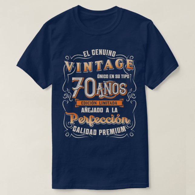 Manar Playera Cumpleanos 70 70:e födelsedagsgåva t Shirt (Design framsida)