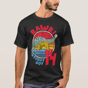 Manar pojke 14:e födelsedagen i Rawr! Ankylosaurus T Shirt