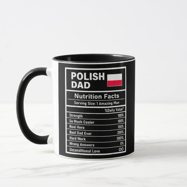 Manar polska Pappa Nutrition Facts Fars dag Mugg (Vänster)